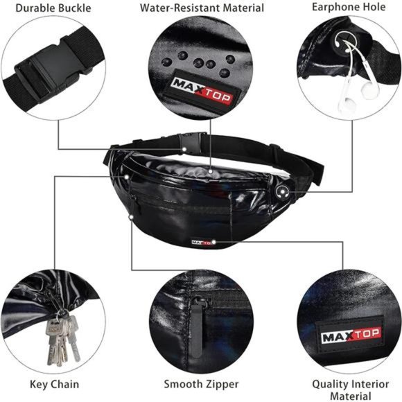 Large Crossbody Fanny Pack with 4-Zipper Pockets Gym Sports Festival Workout - Picture 6 of 6